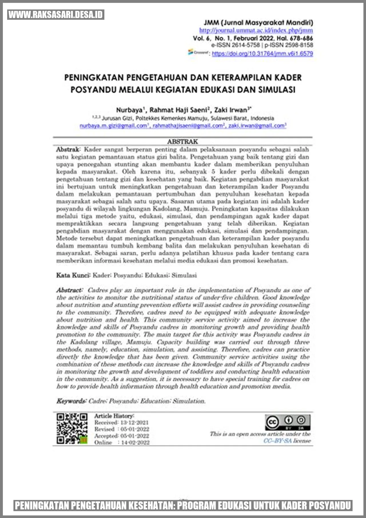 Judul Pendek yang Menarik: Peningkatan Pengetahuan Kesehatan Melalui Program Edukasi untuk Kader Posyandu